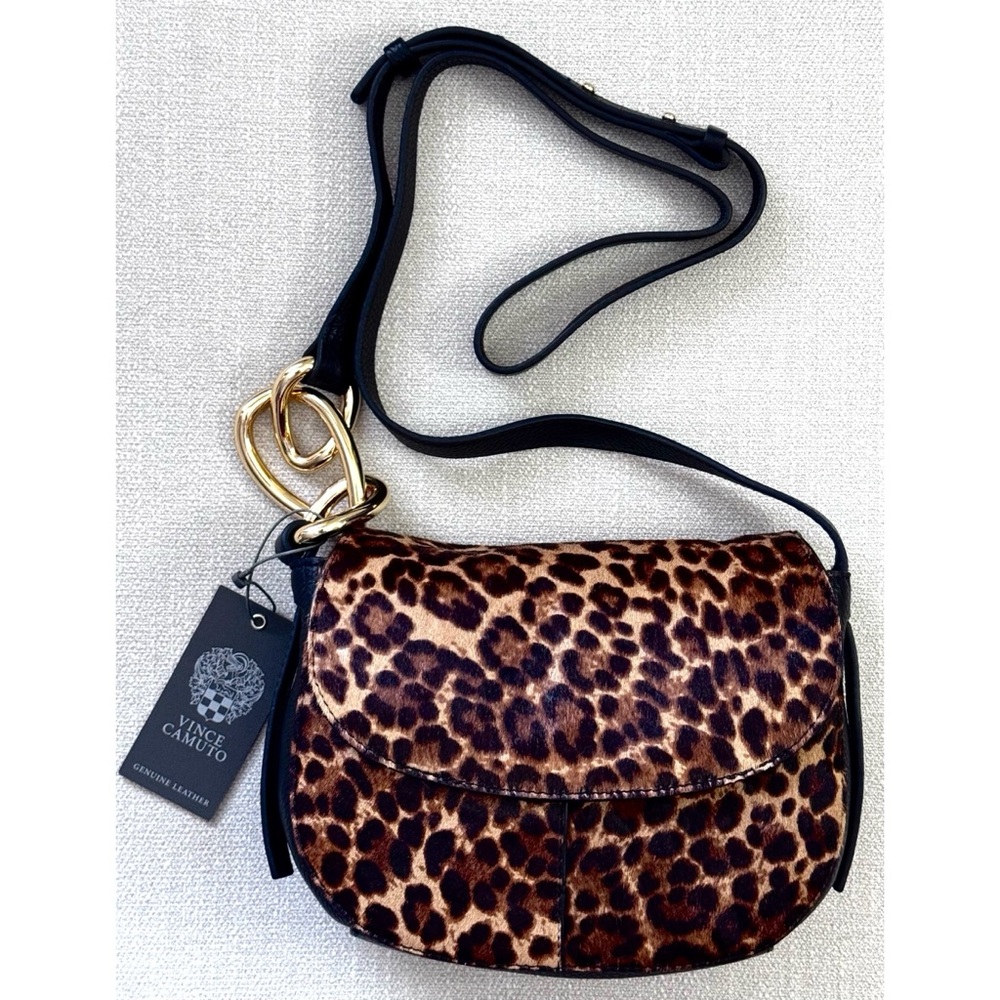 VINCE CAMUTO Women's Zofi Leather & Leopard Calf‎ Hair Crossbody Bag